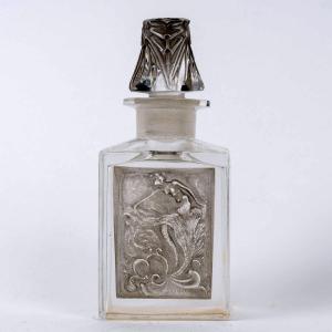 1911 René Lalique - Flacon l'Effleurt Verre Blanc Patiné Gris Pour Coty