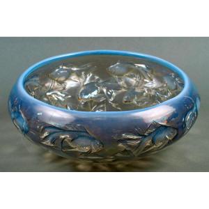 1921 René Lalique - Bowl Cyprins Fishes Opalescent Glass 
