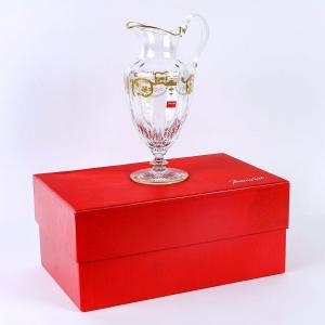 Baccarat - Broc Pichet Imperator Cristal Blanc Gravé Et Doré - Neuf En Coffret