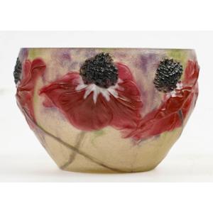 1920 Gabriel Argy Rousseau - Bowl Anemones Glass Pate De Verre