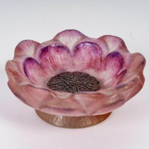 1924 Gabriel Argy Rousseau - Ashtray Pintray Open Flower Glass Pate De Verre