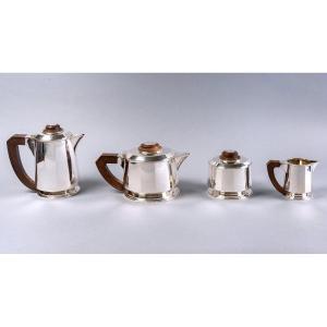 1925 Jean E. Puiforcat - Tea And Coffee Service In Sterling Silver And Rosewood