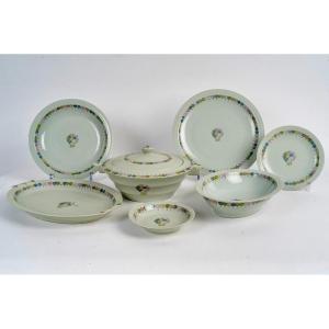 Suzanne Lalique Et Haviland - Service Nicole Celadon Porcelain - 35 Pieces