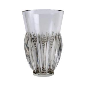 1934 René Lalique - Gerardmer Vase White Glass With Grey Patina