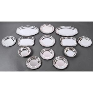 Puiforcat - Set Of Plates Dishes Elysée Sterling Silver - 13 Pieces