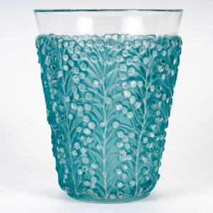 1937 René Lalique - Vase Saint Tropez Verre Blanc Patiné Bleu