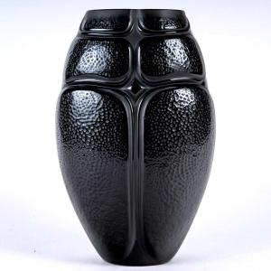 Lalique France - Vase Scarabée Cristal Noir 