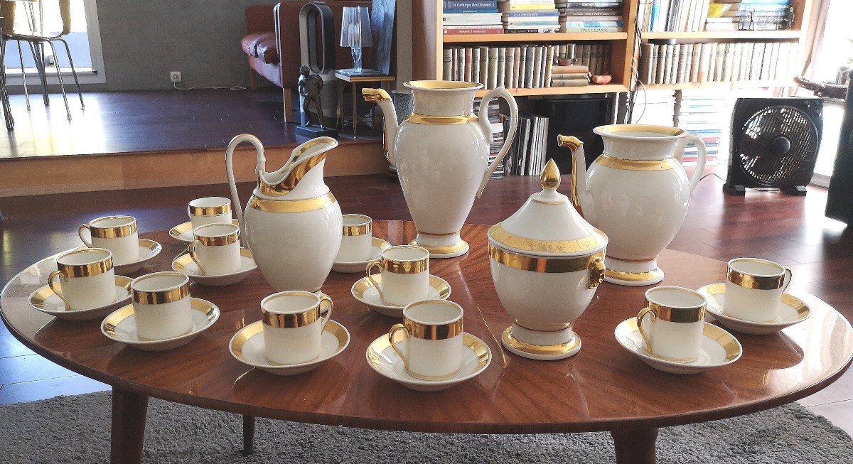 White Porcelain And Gold Coffee Service Empire Period-photo-2