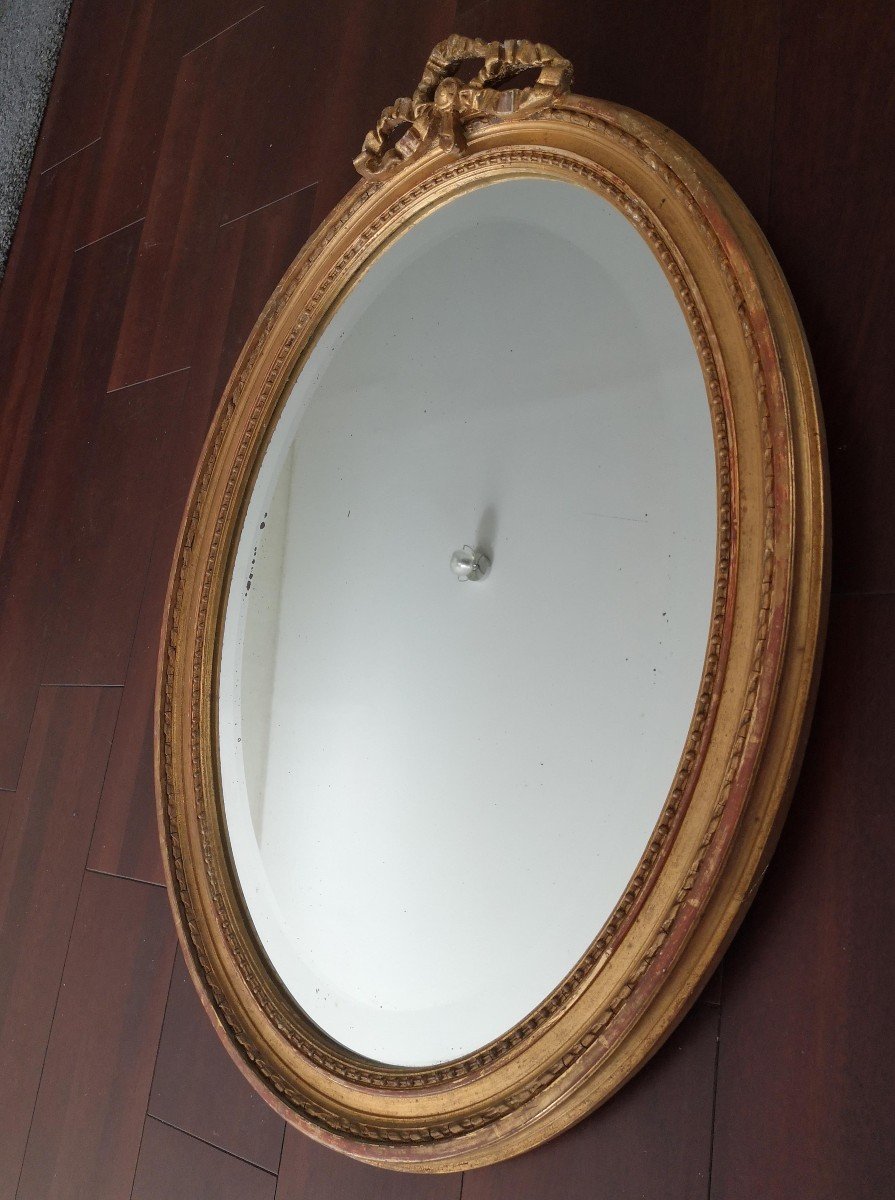 Mirror. Carved Wood. Gilded Napoleon III Louis XVI Style 51 X 69-photo-3