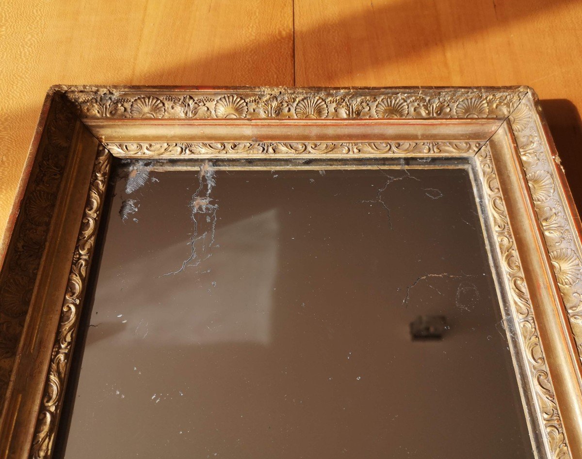 Gilded Mirror Restoration Period Mercury Glass 19th Century 32.5 X 40.5-photo-4