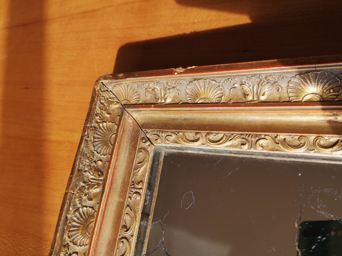 Gilded Mirror Restoration Period Mercury Glass 19th Century 32.5 X 40.5-photo-1