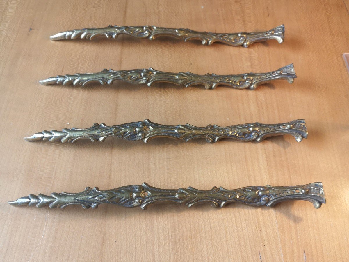 Set Of 4 Gilded Bronze Falls End Of The 18th Century - Mid-19th Century Length 25 Cm-photo-2