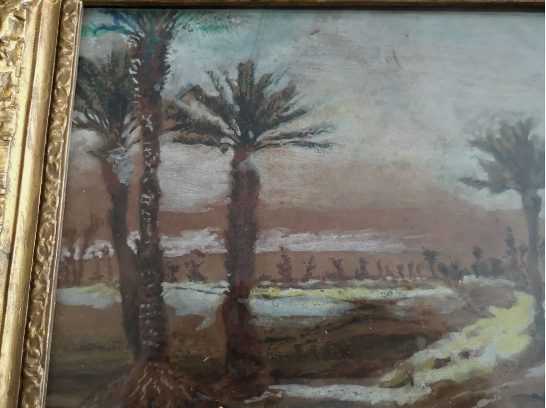 Pastel Orientalist School 19th Century “oued Animé”-photo-1