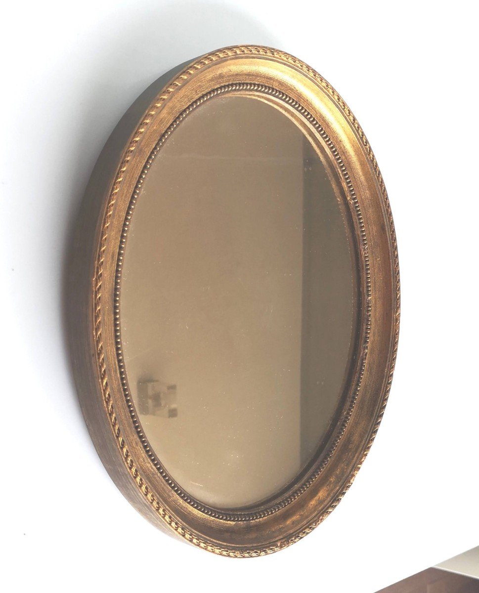 Miroir Ovale Bois Doré Style Louis XVI 34 X 28-photo-2