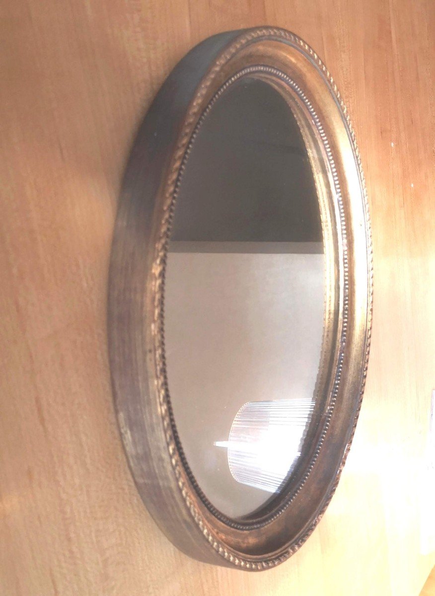 Miroir Ovale Bois Doré Style Louis XVI 34 X 28-photo-3