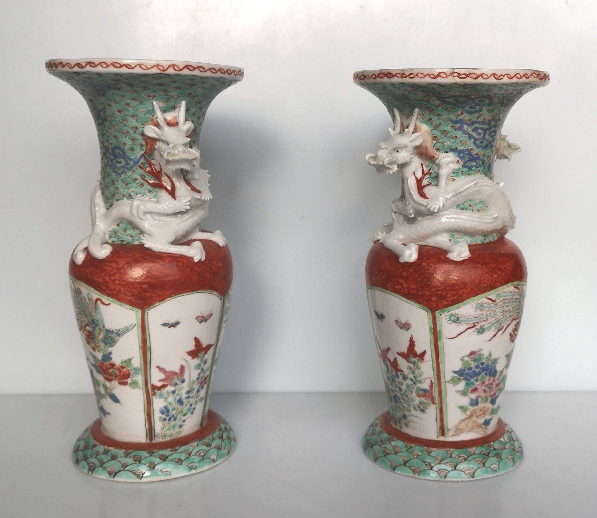 Japan XIX° Pair Of Zoshuntei Sanpo Dragon Vases - Arita Porcelain - Edo Period-photo-3