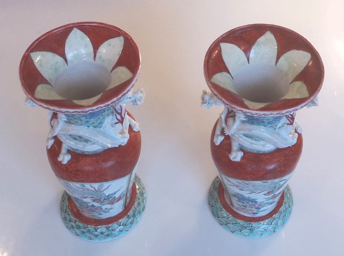 Japan XIX° Pair Of Zoshuntei Sanpo Dragon Vases - Arita Porcelain - Edo Period-photo-8