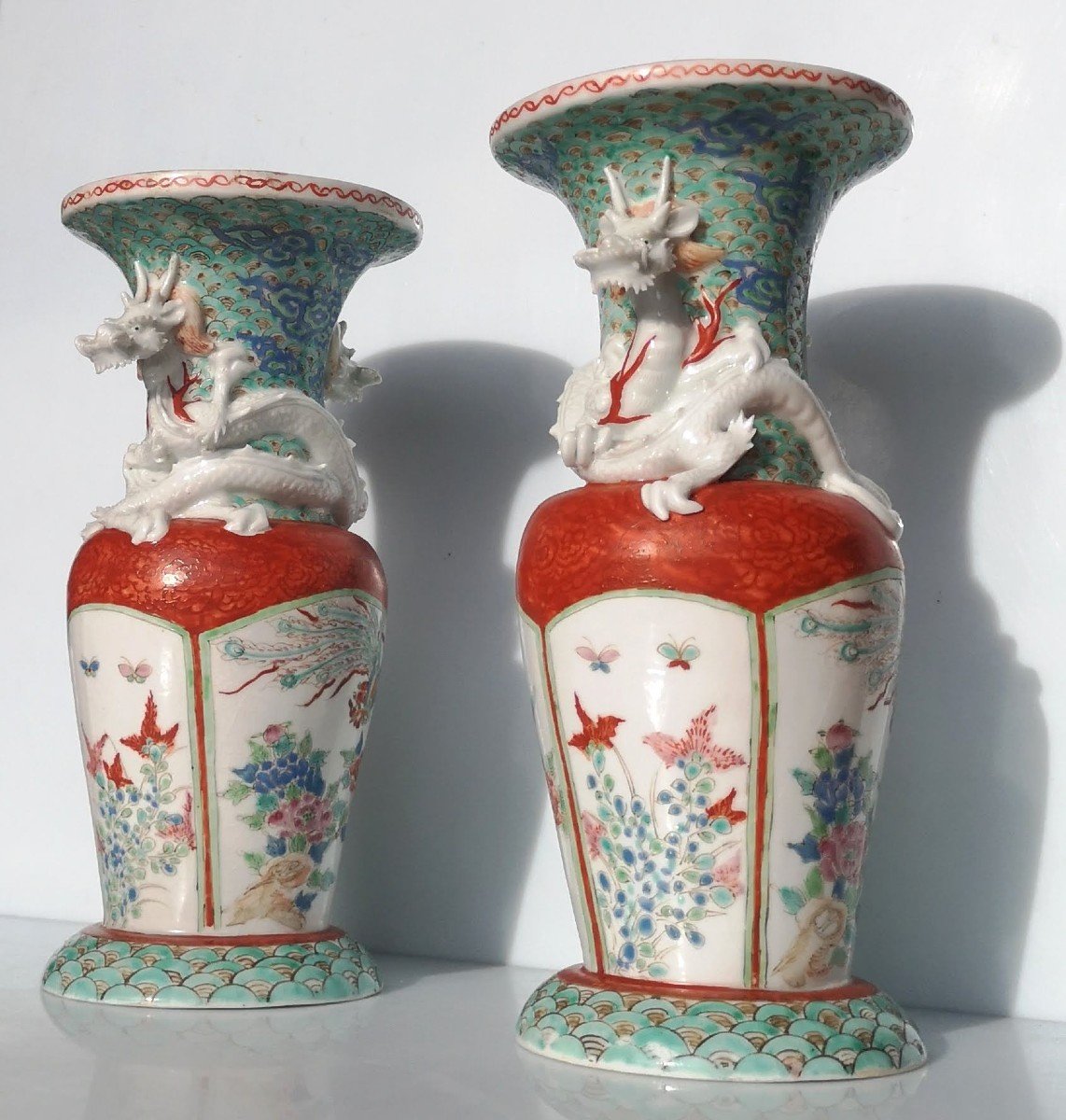 Japan XIX° Pair Of Zoshuntei Sanpo Dragon Vases - Arita Porcelain - Edo Period