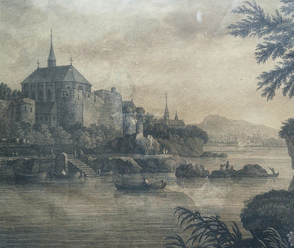 Vue De La Ville Du Pont De l'Arche Près De Rouen Hackert Et Dufour édition  Originale De 1770-photo-3