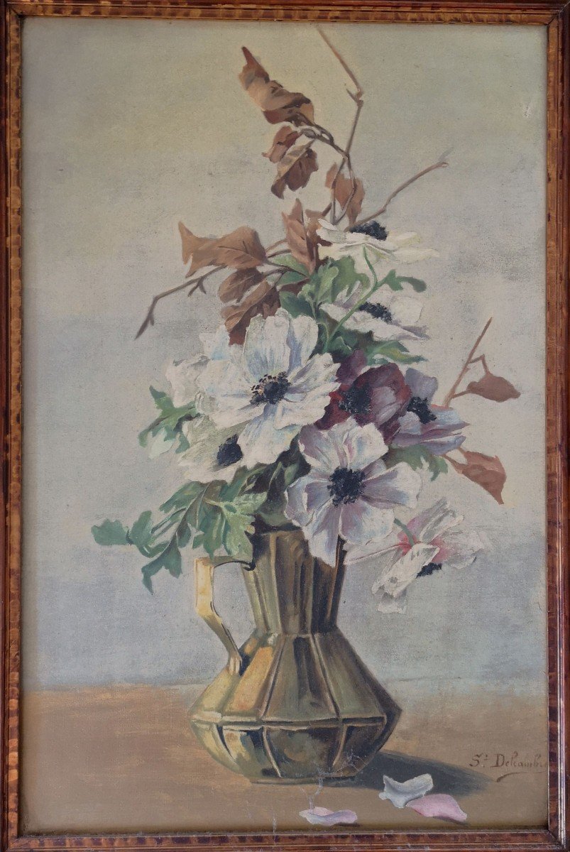 A.delcambre Nature Morte Au Bouquet Epoque 1900 Huile S/ Toile - Dim 61 X 40.5cm-photo-3