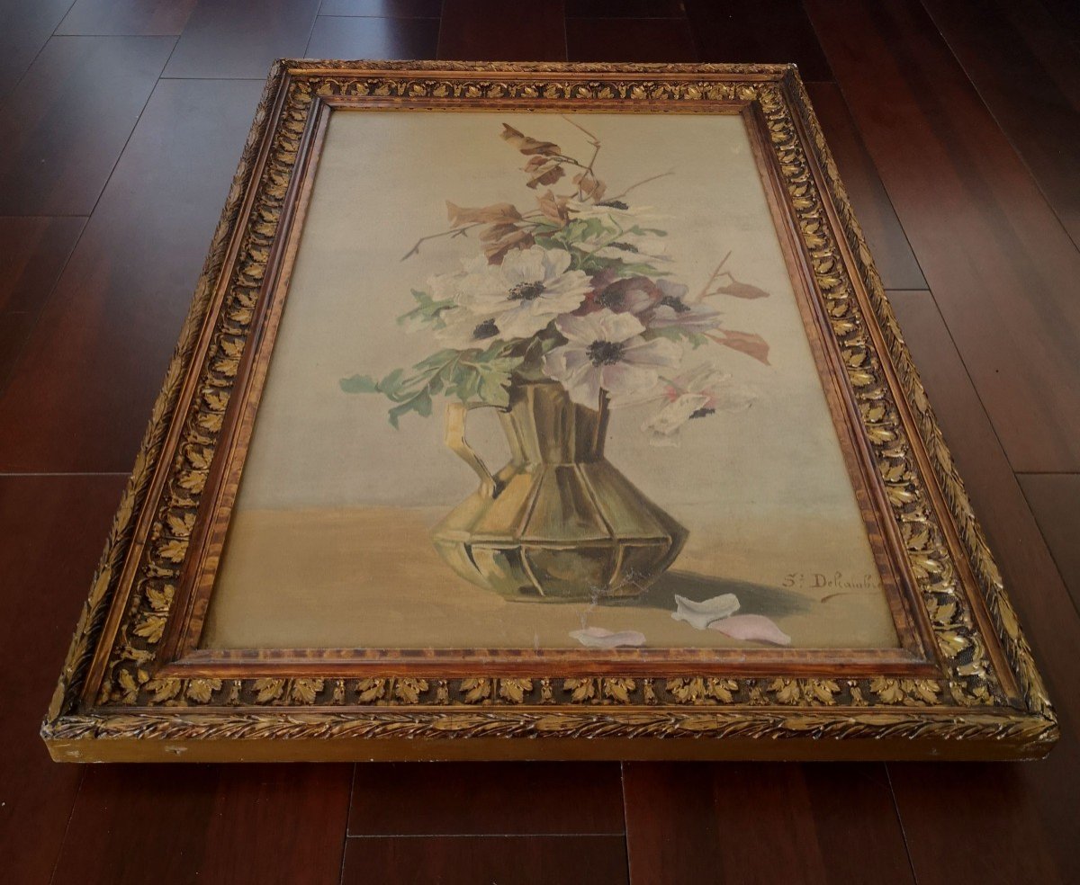 A.delcambre Nature Morte Au Bouquet Epoque 1900 Huile S/ Toile - Dim 61 X 40.5cm-photo-2