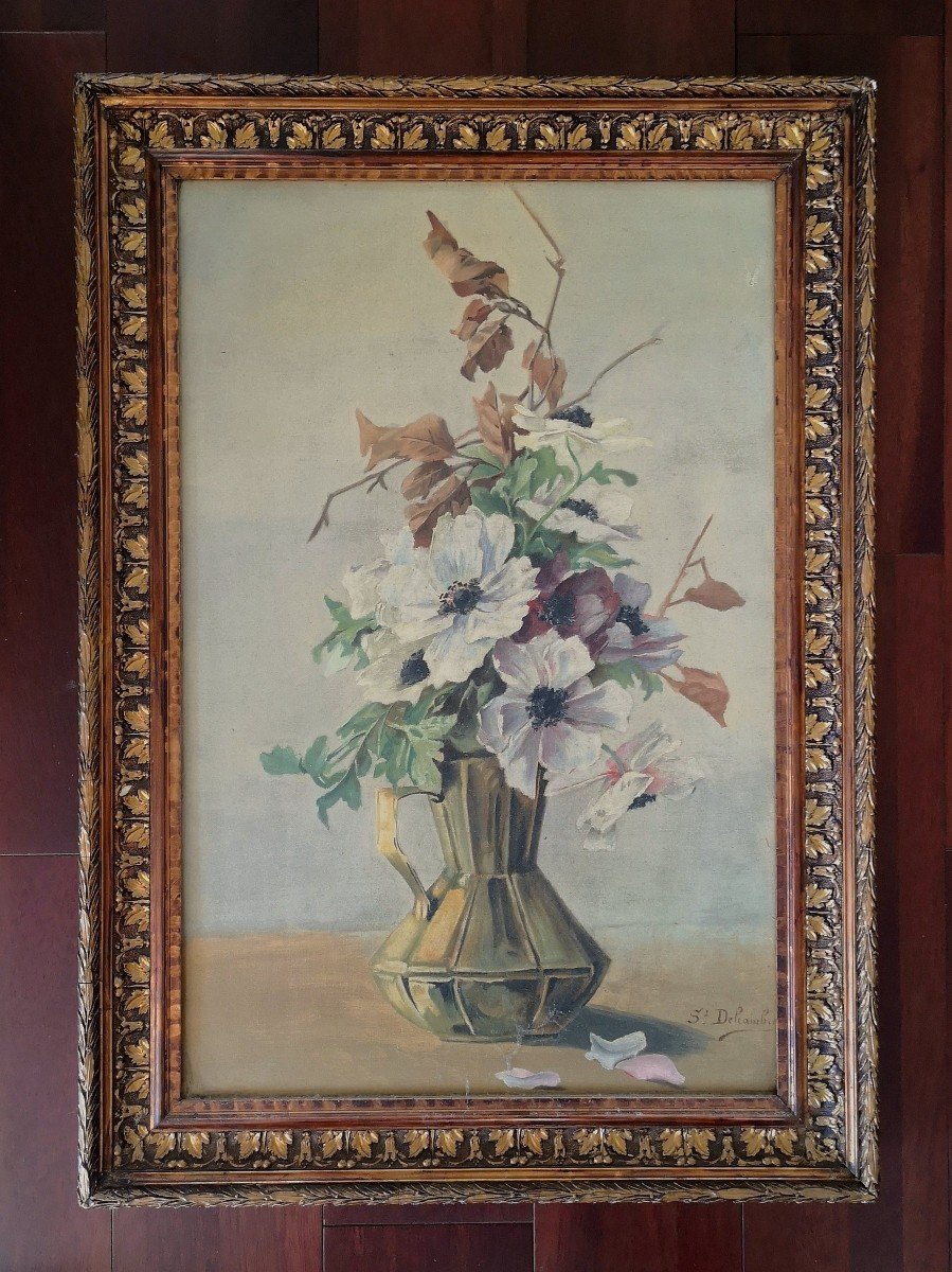 A.delcambre Nature Morte Au Bouquet Epoque 1900 Huile S/ Toile - Dim 61 X 40.5cm