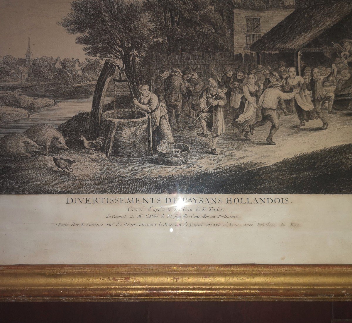 18th Engraving "dutch Peasant Entertainment" After David Teniers-photo-2