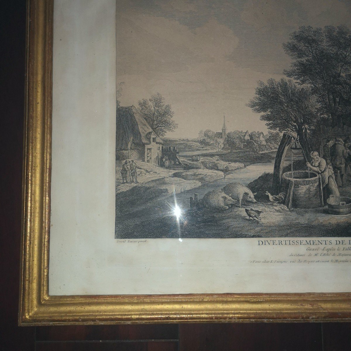 18th Engraving "dutch Peasant Entertainment" After David Teniers-photo-3