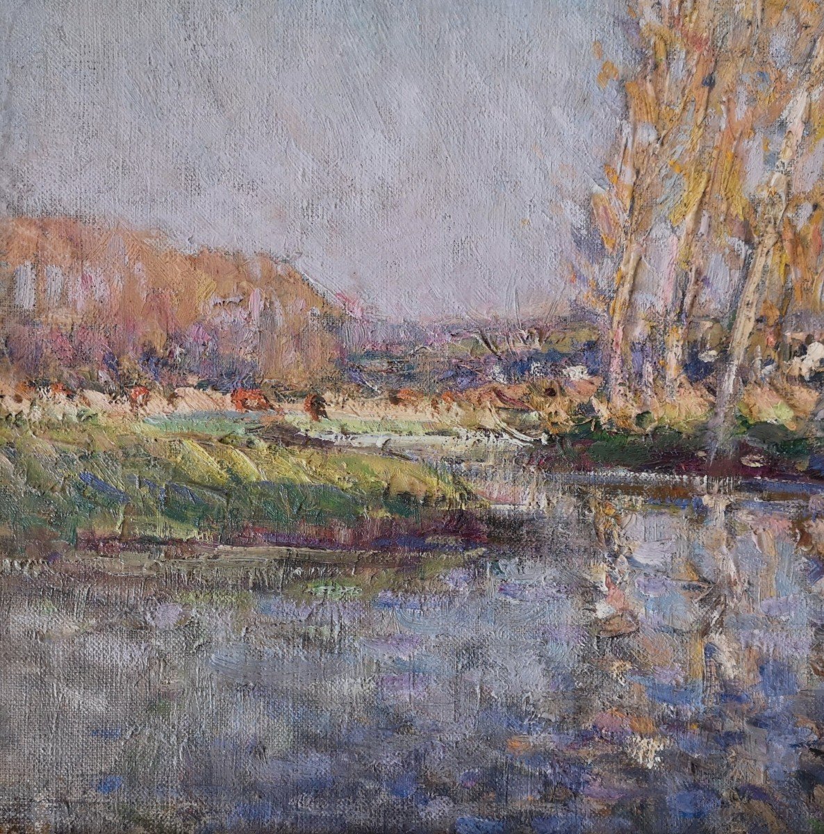 Prévot-valeri André (1890-1959) The River At Quettreville" Hst Impressionist 54 X 65 Cm Sbd  -photo-2