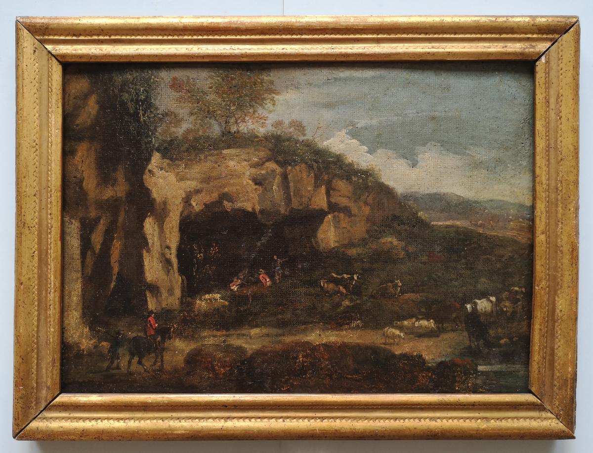 Ecole XVIII° "l'abri Des Bergers" Paysage d'Italie 29 X 41 Cm