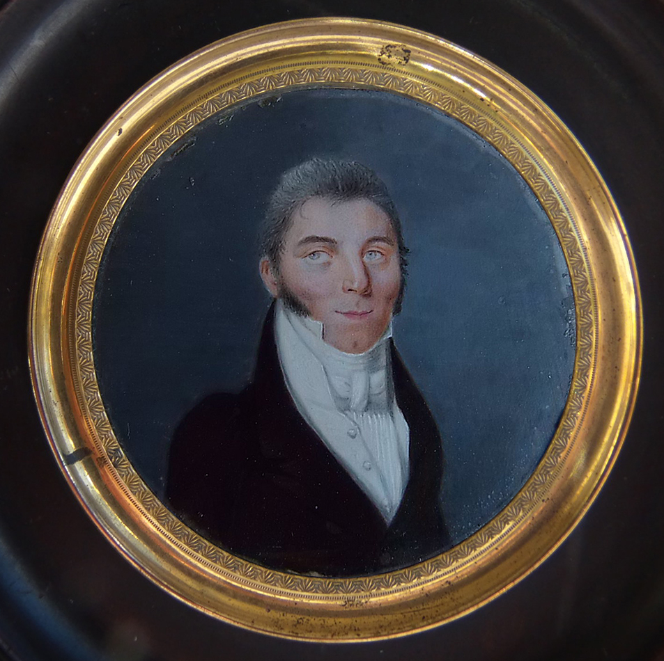 Miniature en tondo  ep Empire vers 1810 - Homme en buste aux favoris-photo-1