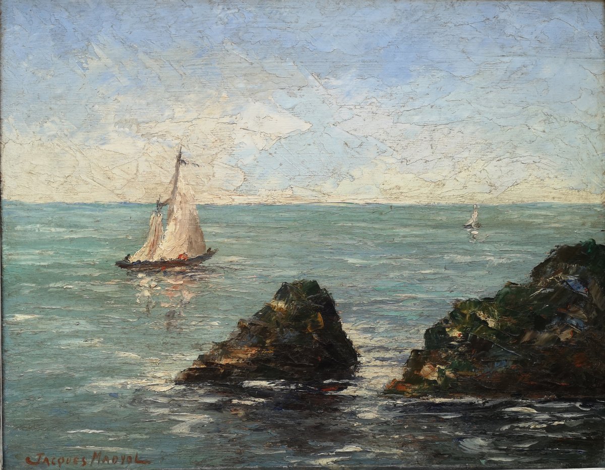 Hsp Jakob Madiol Dit Jacques Madyol 1871 1950 Sailboat Near The Coast-photo-2