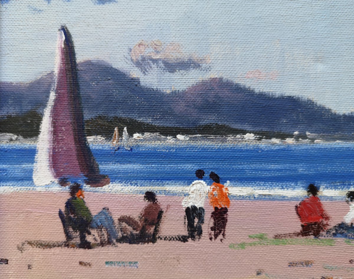 Antonio SADURNI (1927-2014) peintre pintor catalan "Playa de Cambrils" 32 X 40-photo-4