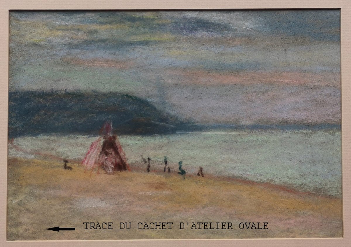 Henri Edmond Cross 1856-1910 Pastel Bord De Mer Anim&eacute; 16 X 22-photo-3