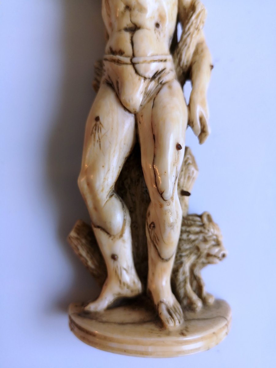 Saint Sebastian XVII ° Sculpture In Ivory Germany Ht 17 Cm Signed At-photo-4