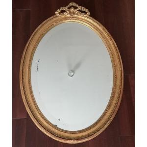 Miroir. Bois Sculpté. Doré Napoléon III Style Louis XVI 51 X 69