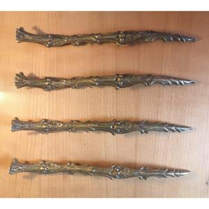 Set Of 4 Gilded Bronze Falls End Of The 18th Century - Mid-19th Century Length 25 Cm