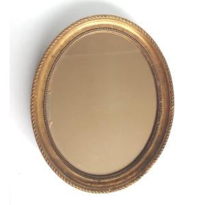 Louis XVI Style Oval Gilded Wood Mirror 34 X 28