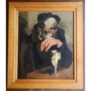 Manolo Ruiz-pipo (1929 - 1998) "the Drinker". Hst 65 X 55 Dated 1963 Located Paris