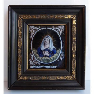 Enamelled Plaque "mater Dei" Enamel From Jacques I Laudin 1627-1695 9 X 10.5