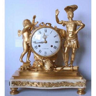 Pendule en bronze doré - Epoque Louis XVI - LA PAIX VICTORIEUSE - Ht 44 cm