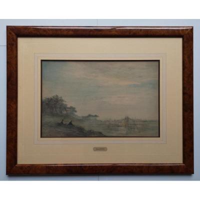 Foreau Henri 1866-1938 Landscape Painter Landscape Animated Lacustre 22.5 X 34.5
