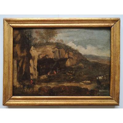 School XVIII "shelter Shepherds" Landscape Of Italy 29 X 41 Cm