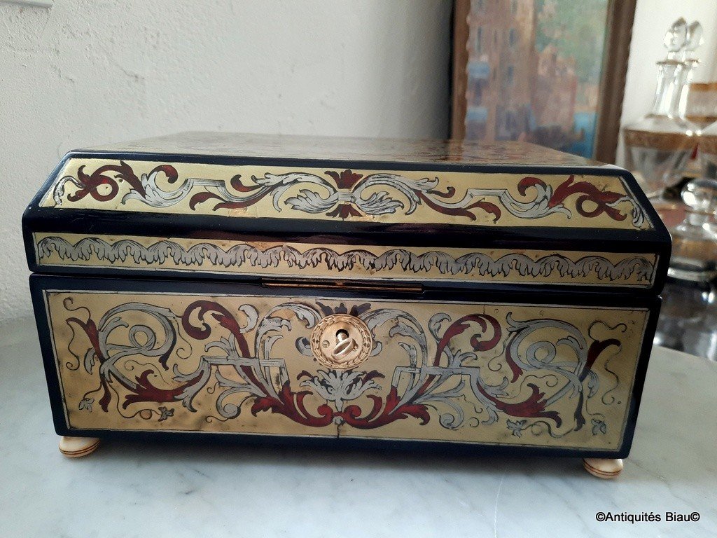 Jewelry Box In Boulle Marquetry On All  Sides, XVIII Th Century-photo-2