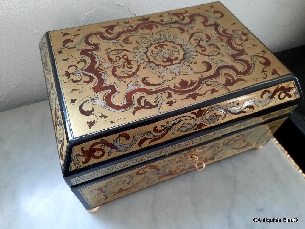 Jewelry Box In Boulle Marquetry On All  Sides, XVIII Th Century-photo-3