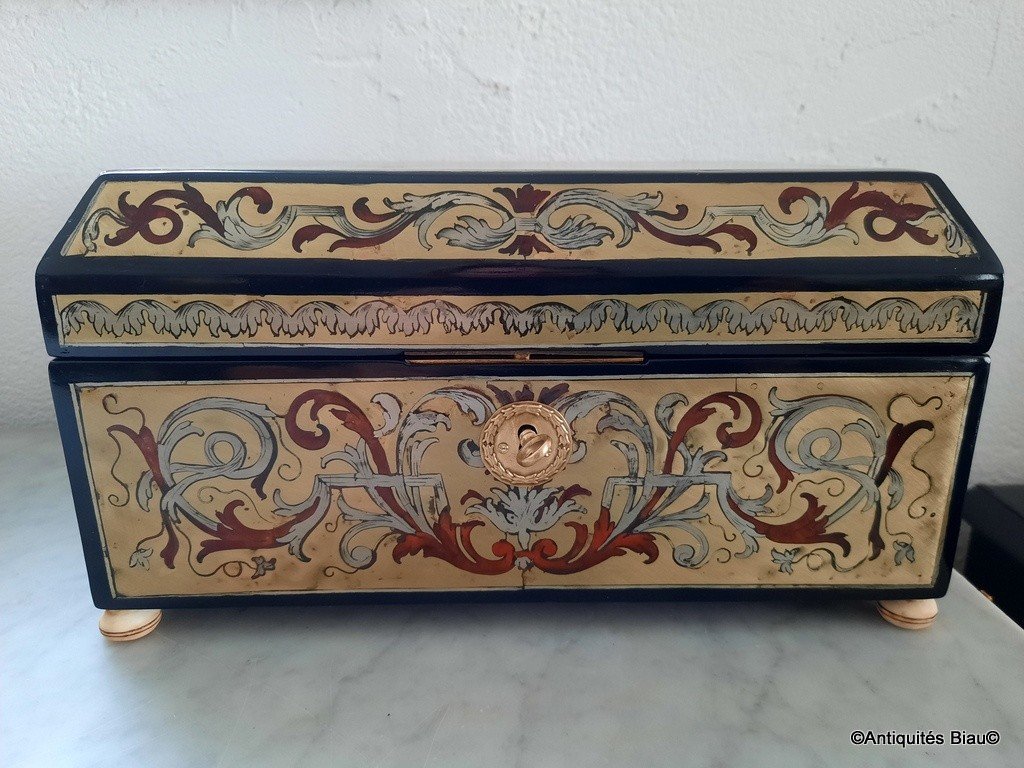 Jewelry Box In Boulle Marquetry On All  Sides, XVIII Th Century-photo-4