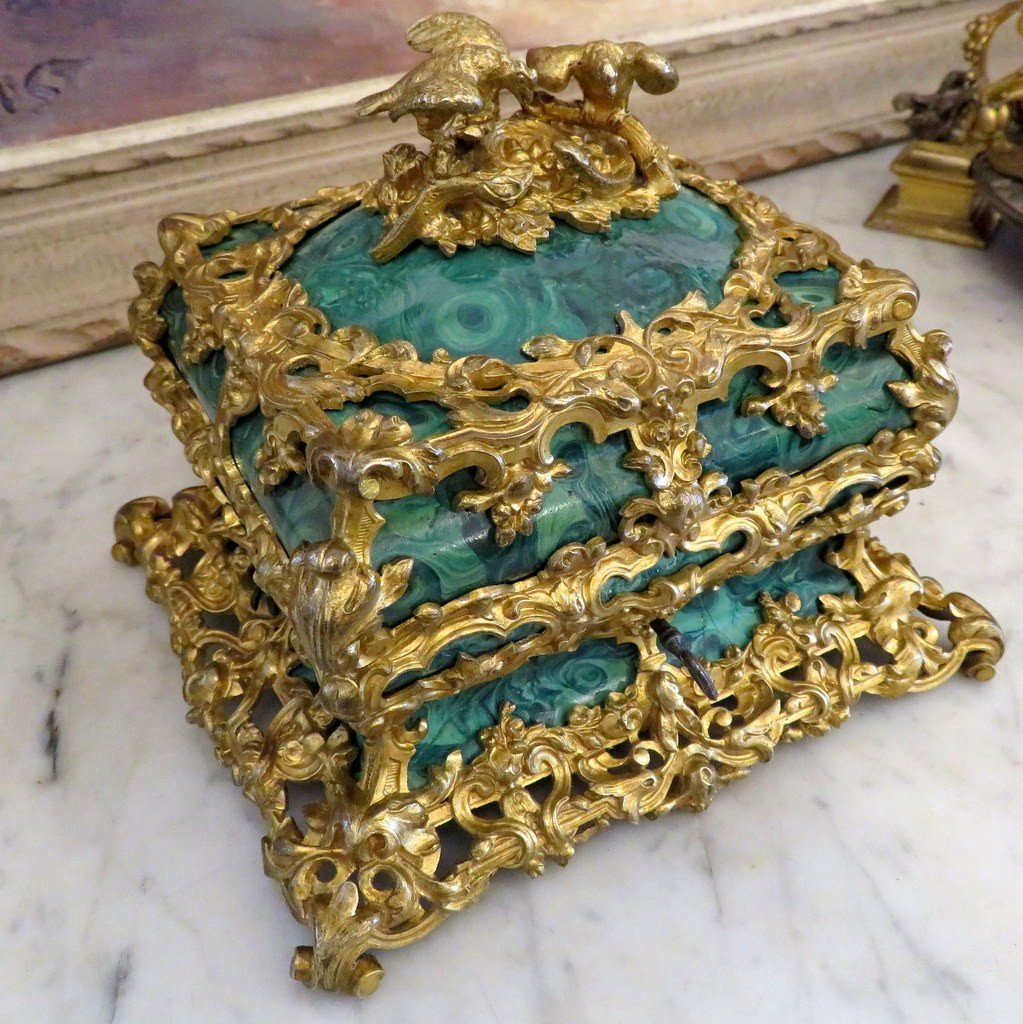 Signé Giroux Coffret à Senteur En Malachite Et Bronze Epoque Napoléon III