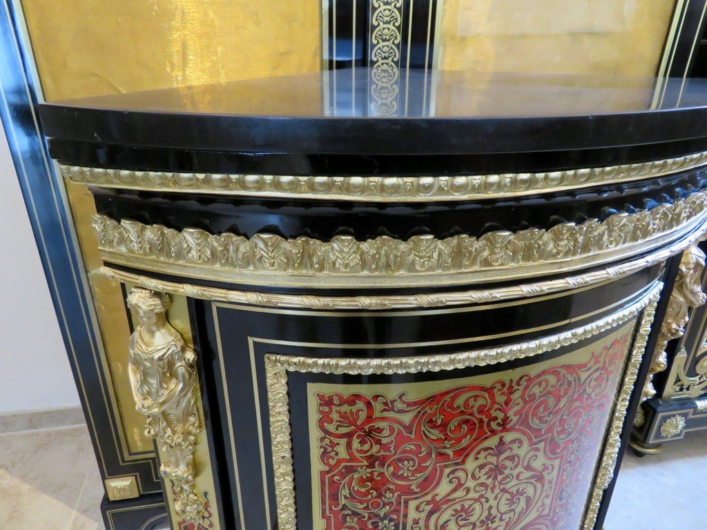 Encoignure Sur Socle En Marqueterie Boulle époque Napoléon III-photo-7