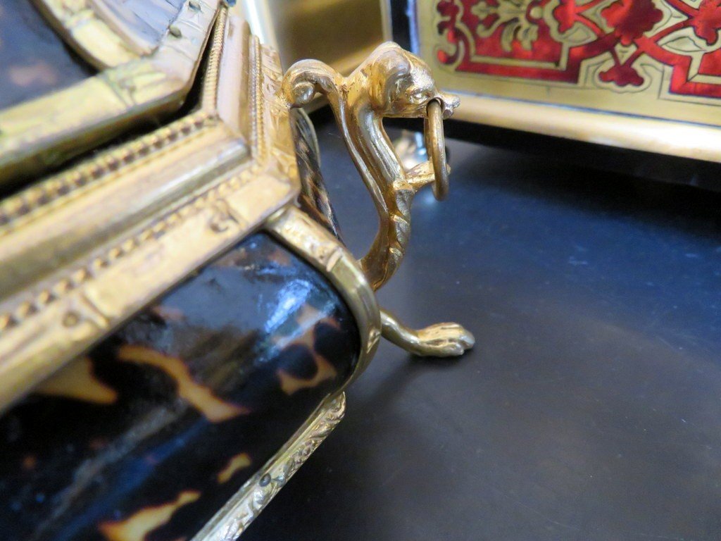 Boite à Bijoux En Bronze Et écaille brune Boulle Epoque Napoléon III-photo-2