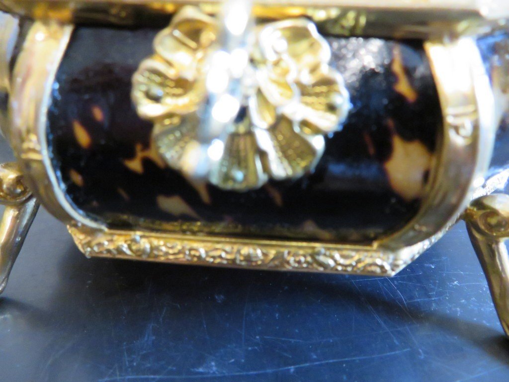 Boite à Bijoux En Bronze Et écaille brune Boulle Epoque Napoléon III-photo-6